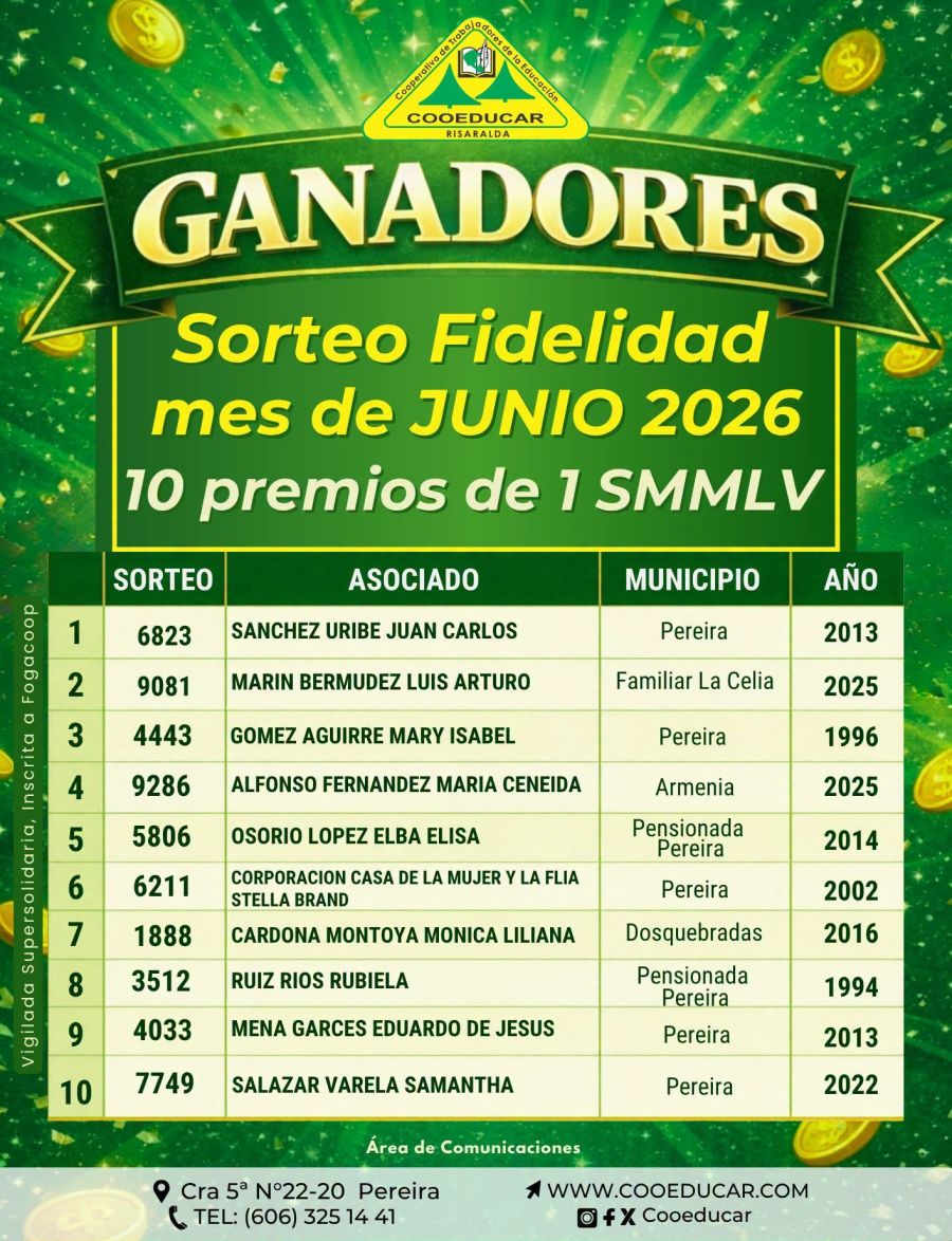 ganadires sorteo junio